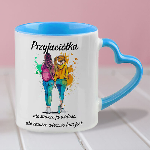 Kubek z uszkiem w kształcie serca dla przyjaciółki - niebieski