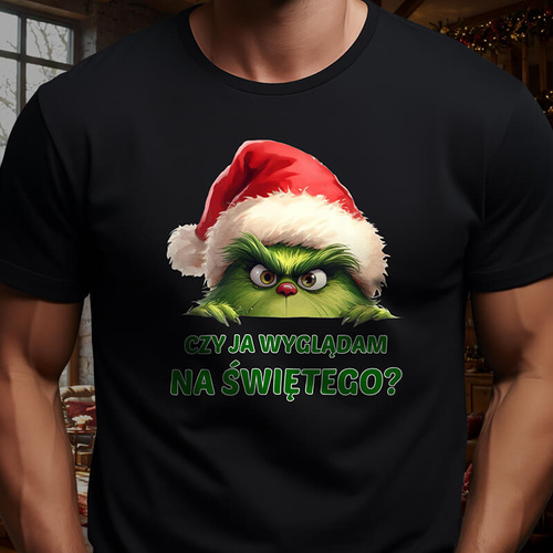 Świąteczna koszulka z nadrukiem - Czy ja wyglądam na Świętego?