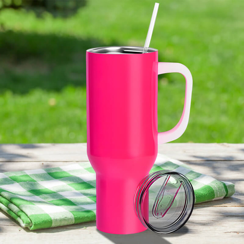 Kubek podróżny 1200 ml neonowy różowy z Twoim nadrukiem 