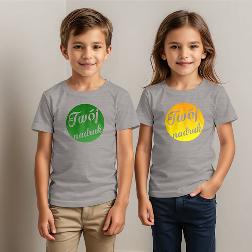 Dziecięca bawełniana koszulka z Twoim nadrukiem - szary melanż