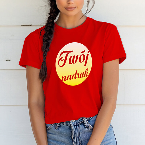 Damska bawełniana koszulka z Twoim nadrukiem - czerwona