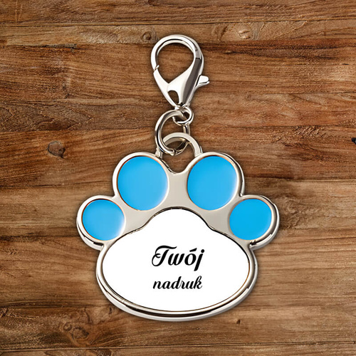 Identyfikator dla kota z Twoim nadrukiem - niebieska łapa