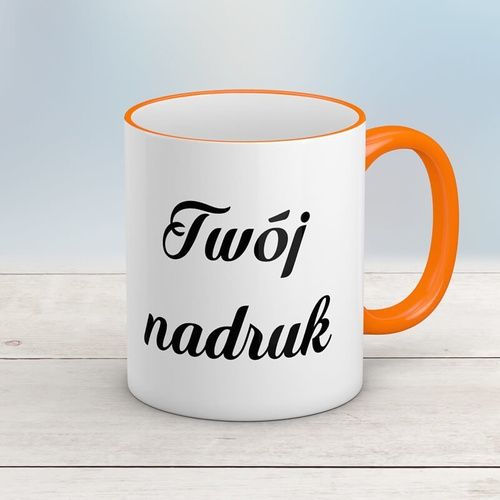 Kubek CLASSIC z pomarańczowym uszkiem z Twoim nadrukiem