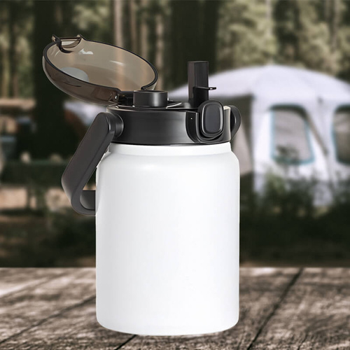 Biała butelka metalowa outdoor 750 ml z Twoim nadrukiem