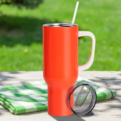 Kubek podróżny 1200 ml neonowy pomarańczowy z Twoim nadrukiem 