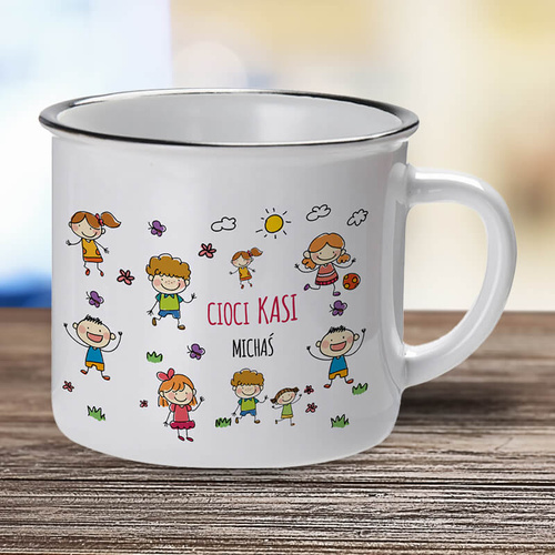 Kubek ceramiczny z czarnym rantem - Trzeba mieć wielkie serce, by kształcic młaych ludzi.