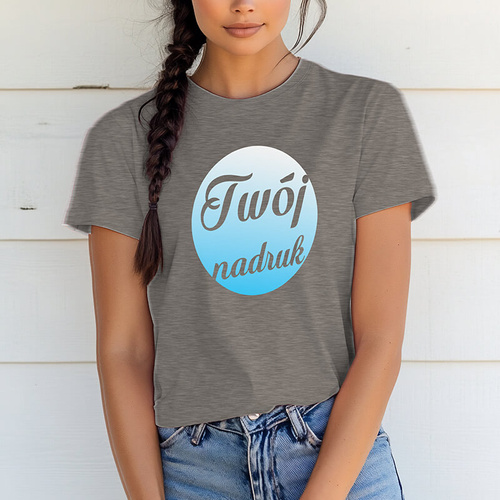Damska bawełniana koszulka z Twoim nadrukiem - szara