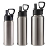 Srebrny metalowy bidon 650 ml składana rączka - z Twoim nadrukiem