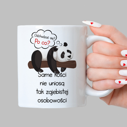 Śmieszny kubek z nadrukiem - Po co się odchudzać? 