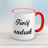 Kubek CLASSIC z czerwonym uszkiem i rantem z Twoim nadrukiem