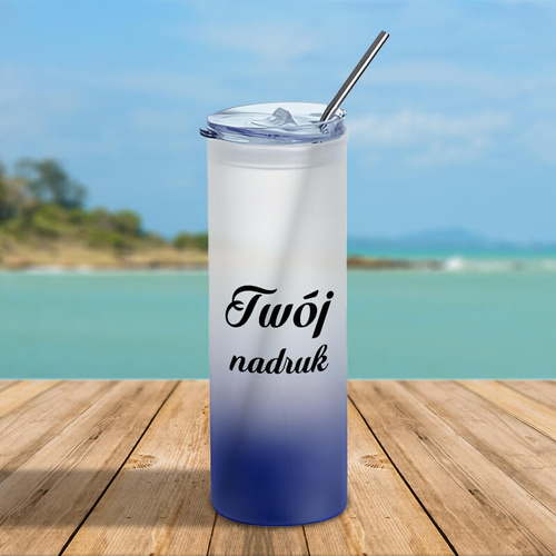 Kubek z matowego szkła granatowy gradient - z Twoim nadrukiem