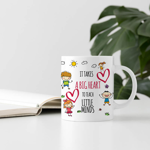 Kubek z nadrukiem dla nauczyciela j. angielskiego - It takes a big heart to teach little minds