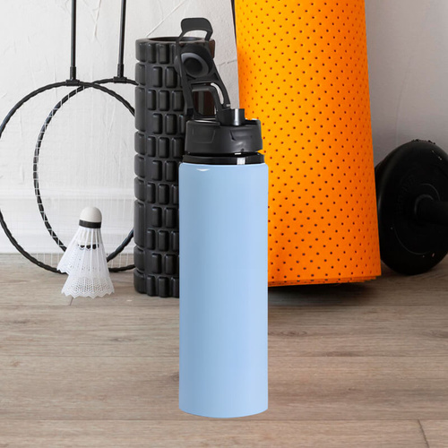 Błękitna metalowa butelka 750 ml  z uchwytem - z Twoim nadrukiem