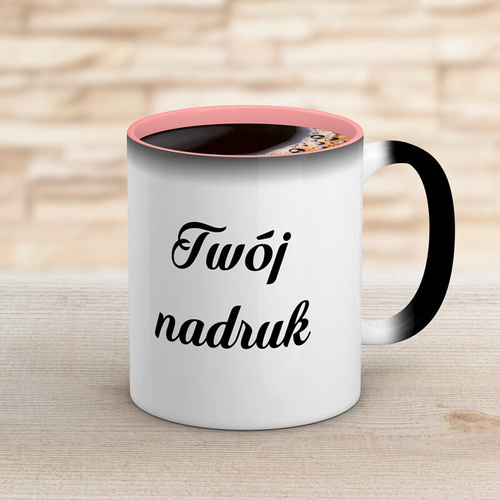 Kubek magiczny CLASSIC z różowym wnętrzem z Twoim nadrukiem