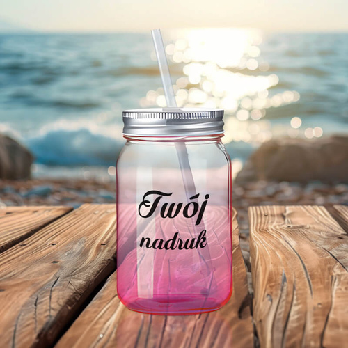 Szklanka Mason Jar z Twoim nadrukiem ze szkła z fioletowym dnem 