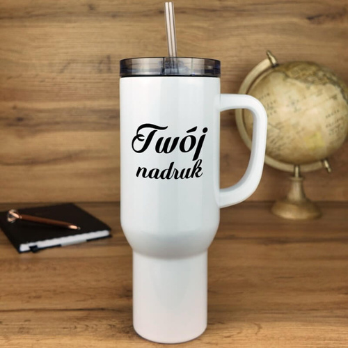 Biały kubek termiczny 1200 ml ze stali nierdzewnej z Twoim nadrukiem
