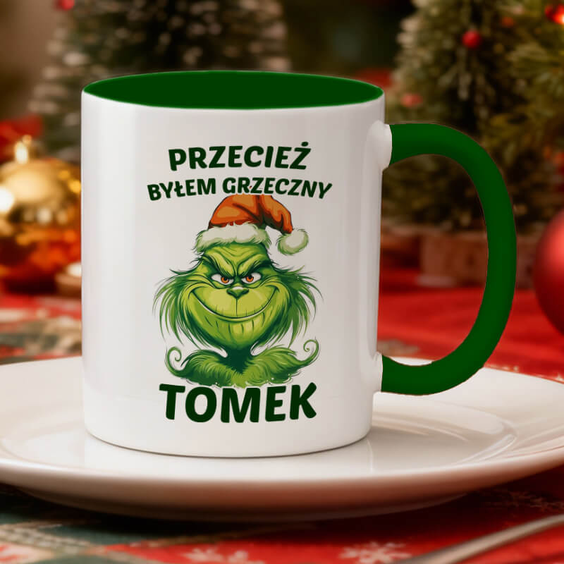 Śmieszny, świateczny kubek z imieniem dla mężczyzny - Przecież byłem grzeczny