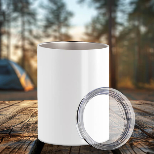 Kubek biały metalowy 400 ml z pokrywką z Twoim nadrukiem