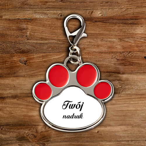Identyfikator dla kota z Twoim nadrukiem - czerwona łapa