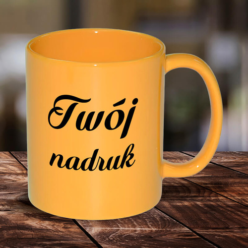 Żółty błyszczący kubek FULL COLOR  z Twoim nadrukiem