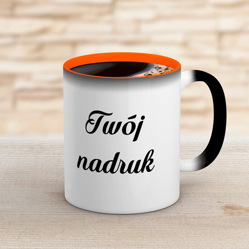 Kubek magiczny CLASSIC z pomarańczowym wnętrzem z Twoim nadrukiem