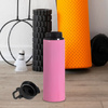 Różowa metalowa butelka 750 ml  z uchwytem - z Twoim nadrukiem
