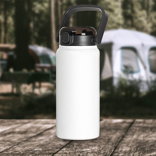 Biała butelka metalowa outdoor 1250 ml z Twoim nadrukiem