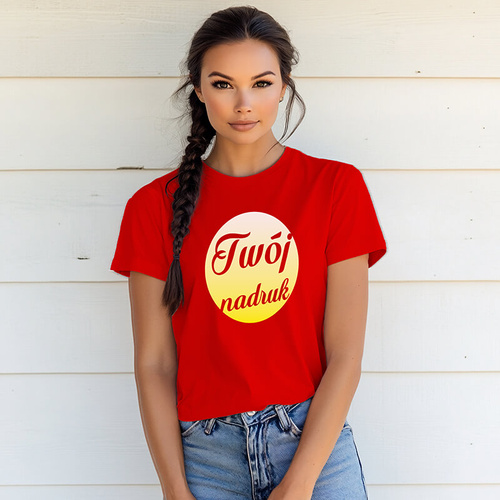 Damska bawełniana koszulka z Twoim nadrukiem - czerwona