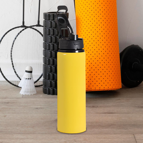 Żółta metalowa butelka 750 ml  z uchwytem - z Twoim nadrukiem
