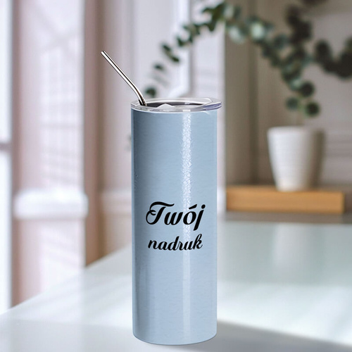 Metalowy kubek termiczny 600 ml spękane szkło błękitny - z Twoim nadrukiem