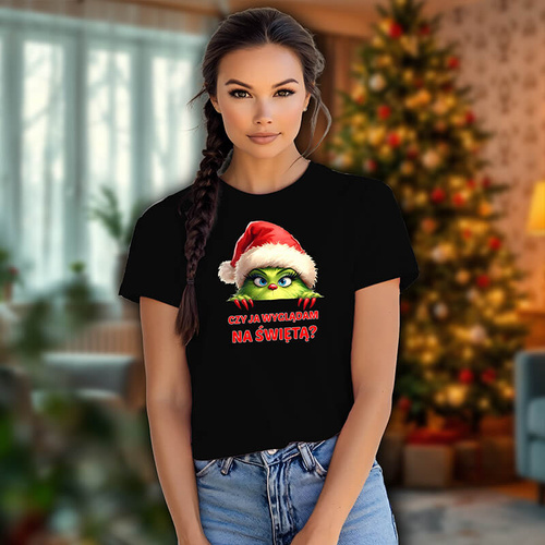 Świąteczna koszulka z nadrukiem - Czy ja wyglądam na Świętą?